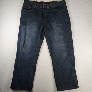 Perry Ellis America Jeans Mens 32x31 Dark Wash Denim Straight‎ Leg Casual